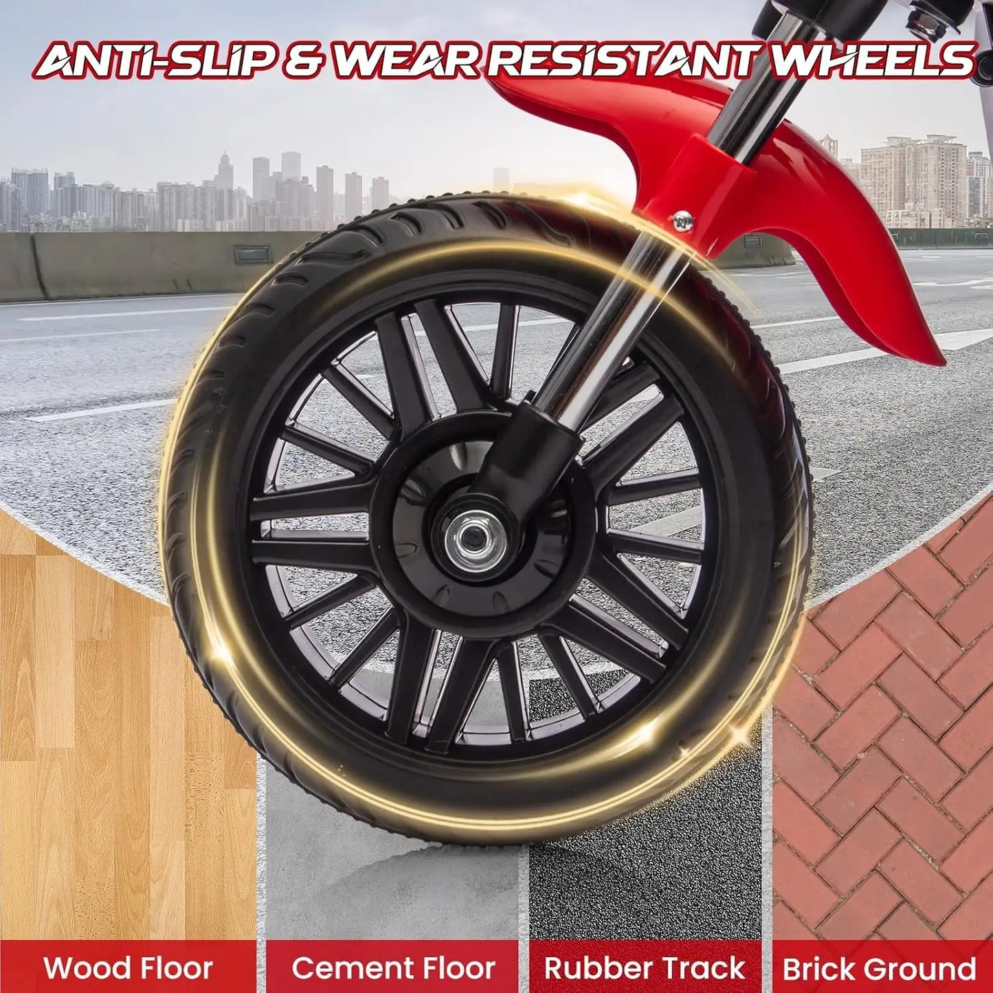 3-Wheel Kids Ride-On Motorcycle – 12V Electric Bike with Headlight, Training Wheels, Music, & Reverse Mode