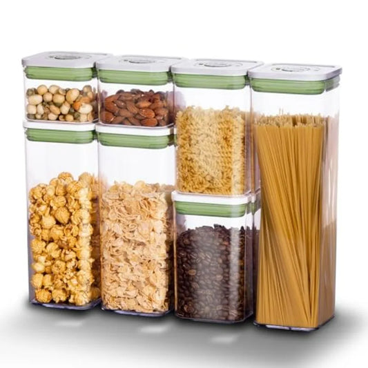 linoroso Pop Airtight Food Storage Containers with Date Recording Lids Stackable Plastic Storage Containers Set of 7 Dry Cereal