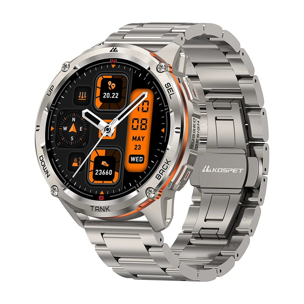 KOSPET TANK T3 Ultra 2 GPS Smartwatch for Men – Compass, Altimeter, Barometer, 5ATM Waterproof, AMOLED Display