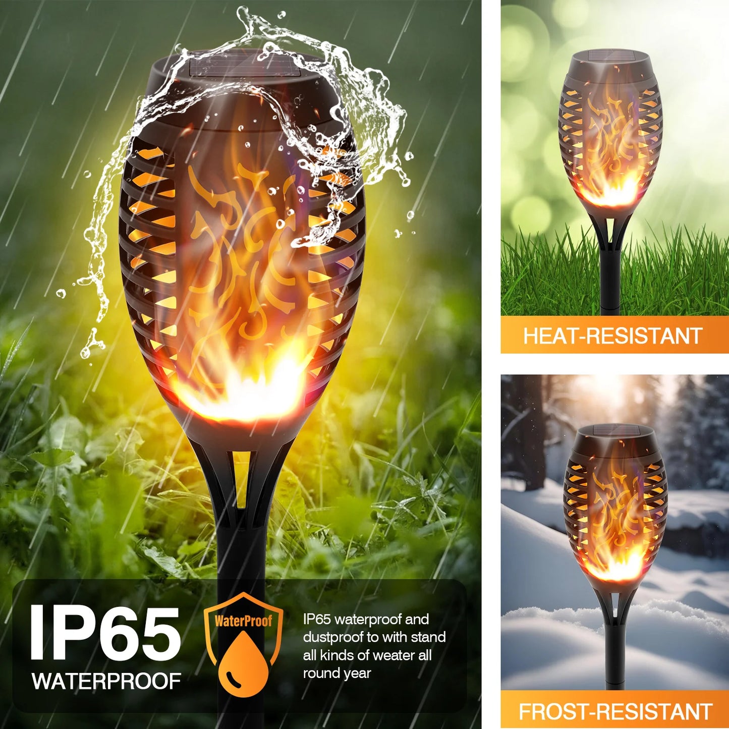 6Pack Solar Lights Outdoor Powered LED Flickering Flame Light Waterproof Orange for Garden Decor Outside Patio Pathway Yard