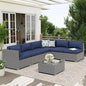 7-Piece Outdoor Patio Furniture Set – Wicker Sectional Sofa with Cushions & Glass Coffee Table