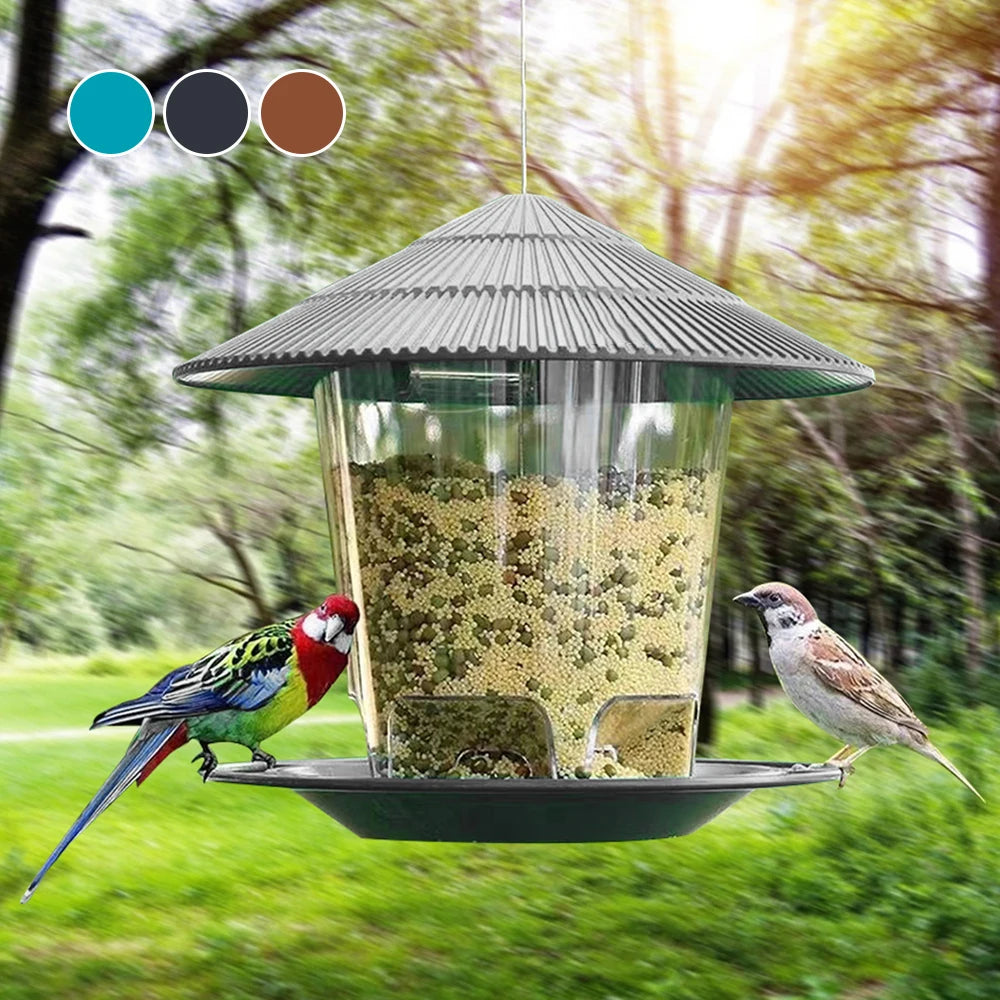 Hanging Wild Bird Feeder Transparent Seed Feeder for Outdoor Garden & Backyard