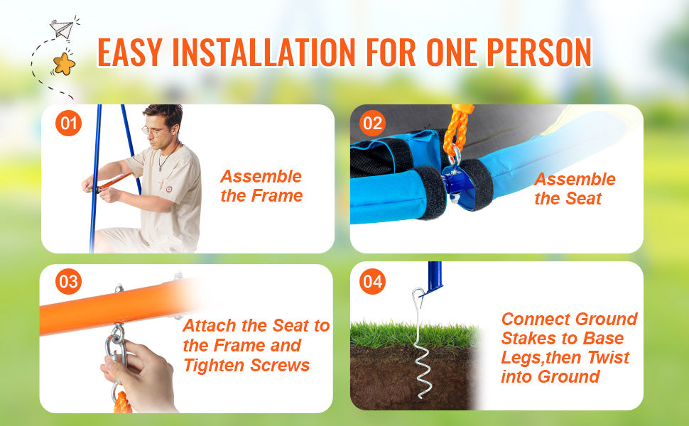 VEVOR 3-in-1 Heavy-Duty Swing Set for Backyard – 600lbs Capacity Outdoor Playset with Saucer & Belt Swings – Rust & Water Resistant, Easy Assembly for 3 Kids