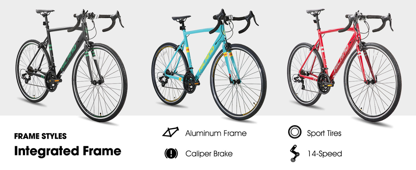 Hiland Aluminum Road Bike – 14 Speed Shimano Racing Bicycle