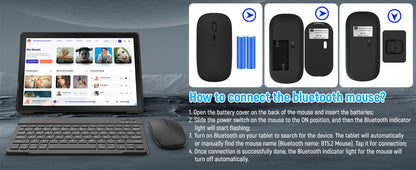 BESTSKI 10.1-Inch Android 14 Tablet – 8GB RAM + 64GB Storage | Octa-Core CPU | Face Unlock | Keyboard & Mouse Bundle