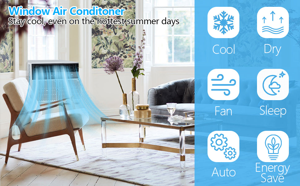 6000 BTU Window Air Conditioner – Quiet, Smart & Efficient Cooling