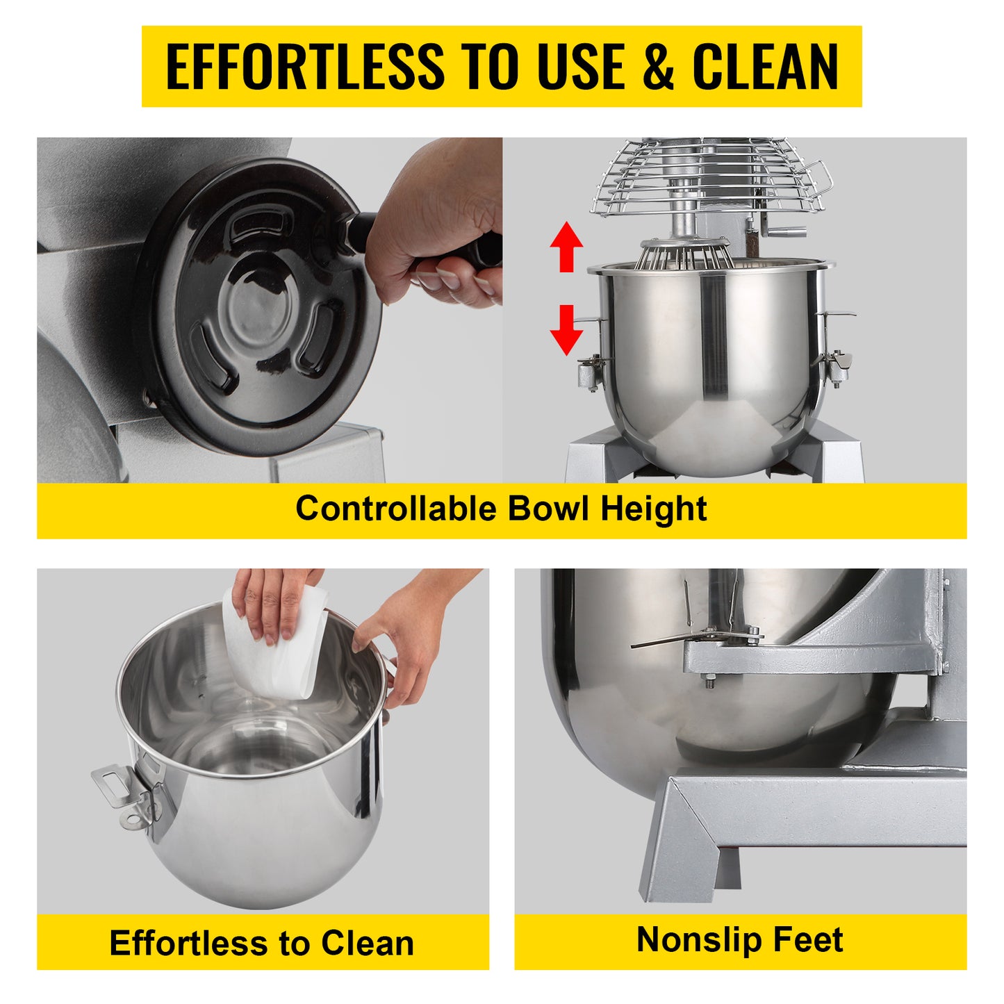 SucceBuy 10 15 20 30L Electric Dough Machine Stainless Steel Commercial Cream  Whisk Mixer Processor Kitchen Food Stand Blender