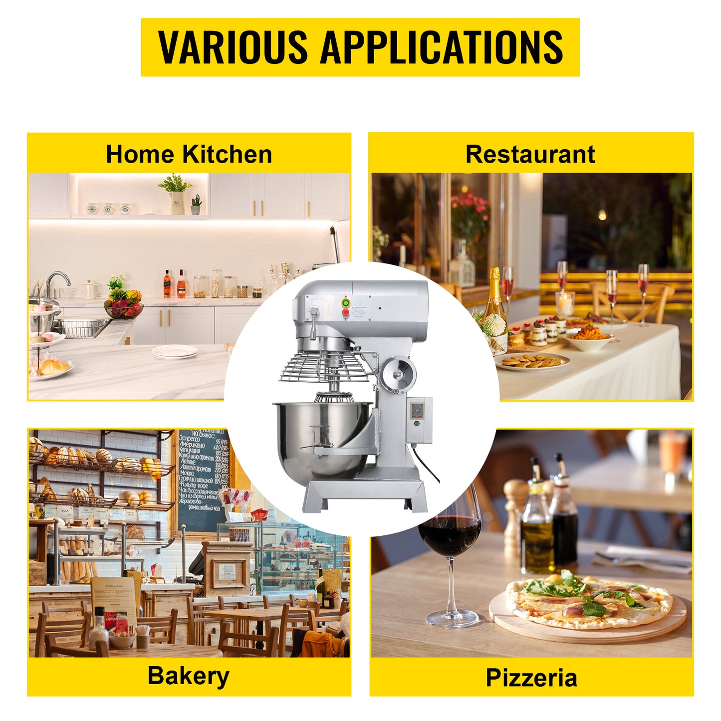 SucceBuy 10 15 20 30L Electric Dough Machine Stainless Steel Commercial Cream  Whisk Mixer Processor Kitchen Food Stand Blender