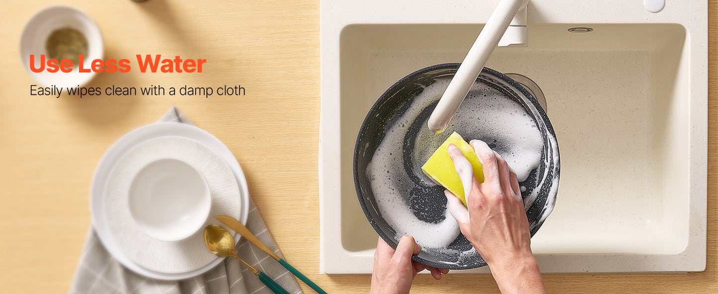 VEVOR 17-Piece Nonstick Cookware Set – Granite Stone Coating, Removable Handle, Induction Compatible, Space-Saving Design