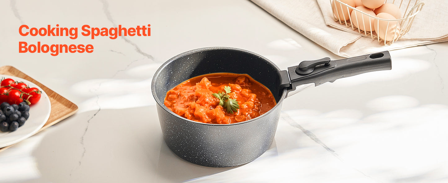 VEVOR 17-Piece Nonstick Cookware Set – Granite Stone Coating, Removable Handle, Induction Compatible, Space-Saving Design