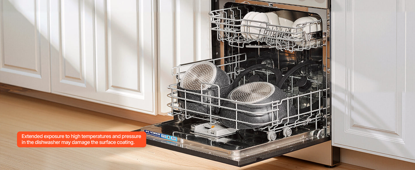 VEVOR 17-Piece Nonstick Cookware Set – Granite Stone Coating, Removable Handle, Induction Compatible, Space-Saving Design