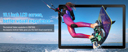 BESTSKI 10.1-Inch Android 14 Tablet – 8GB RAM + 64GB Storage | Octa-Core CPU | Face Unlock | Keyboard & Mouse Bundle