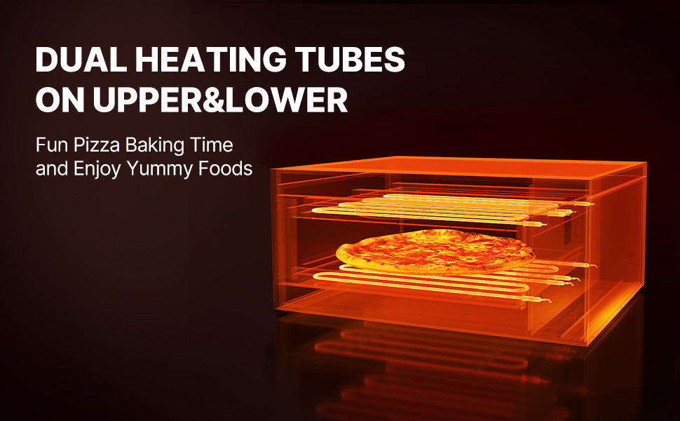 VEVOR 16" Countertop Electric Pizza Oven with Dual Heating Tubes & Adjustable Temp Control, Stainless Steel Commercial Pizza Maker