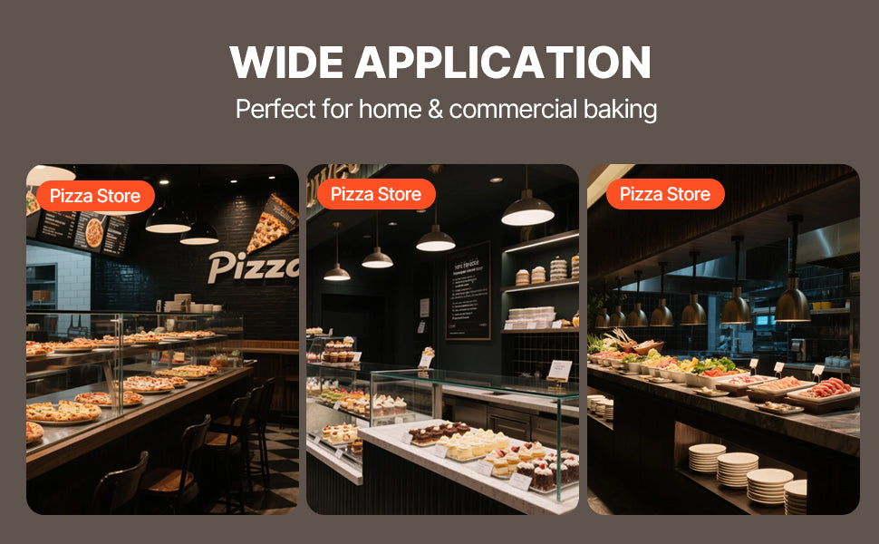 VEVOR 16" Countertop Electric Pizza Oven with Dual Heating Tubes & Adjustable Temp Control, Stainless Steel Commercial Pizza Maker