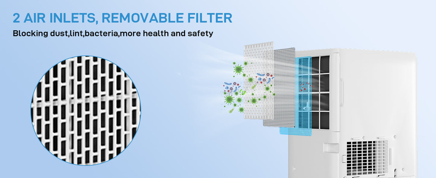 8000 Btu Portable Air Conditioners, 3-in-1 Portable AC, Dehumidifier, and Fan Mode, AC Unit with 24H Timer & Remote Control