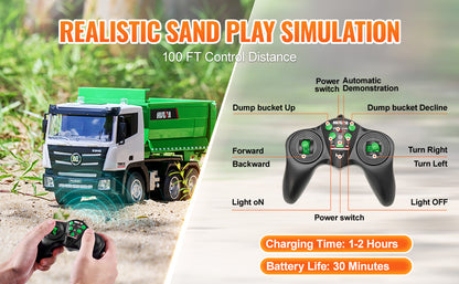 SucceBuy 1:18 RC Dump Truck – 9-Channel Heavy-Duty Remote Control Hauler