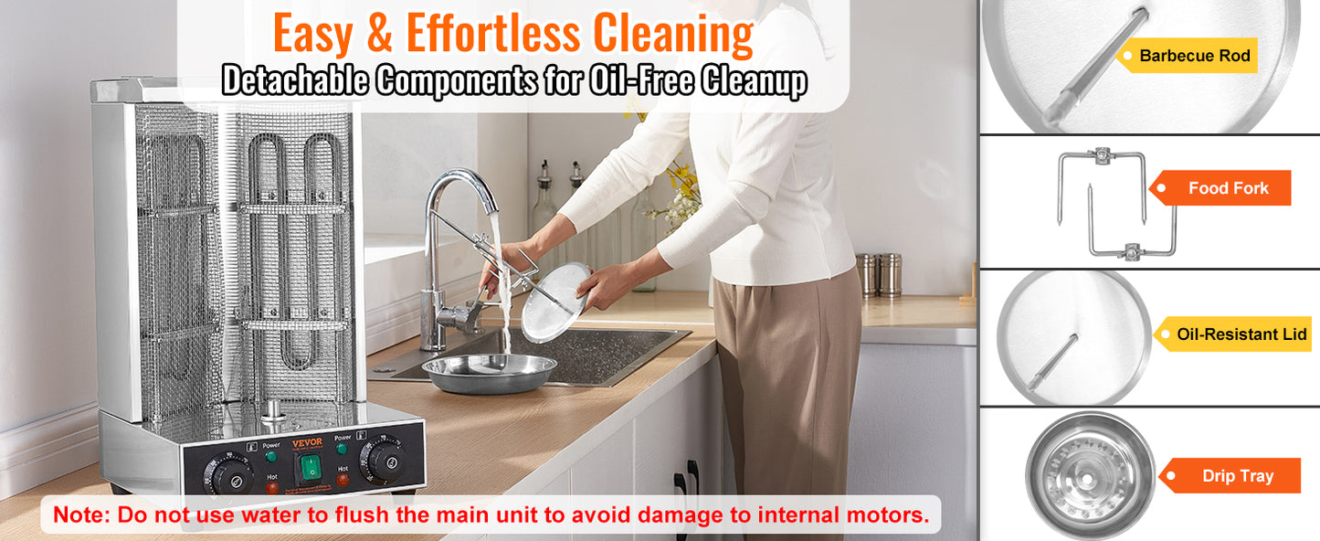 SucceBuy Shawarma Grill Machine 13lbs Electric Vertical Rotisserie with Dual Heating Control & 360° Rotational Heating