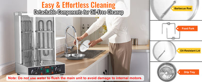 SucceBuy Shawarma Grill Machine 13lbs Electric Vertical Rotisserie with Dual Heating Control & 360° Rotational Heating