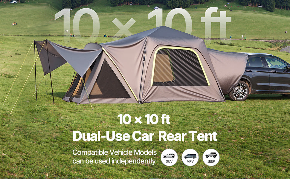 SucceBuy SUV Camping Tent for 5-8 People with Shade Awning & Waterproof Double-Layer Design