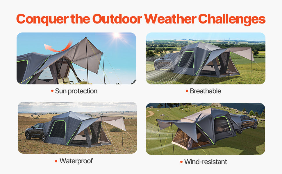 SucceBuy SUV Camping Tent for 5-8 People with Shade Awning & Waterproof Double-Layer Design