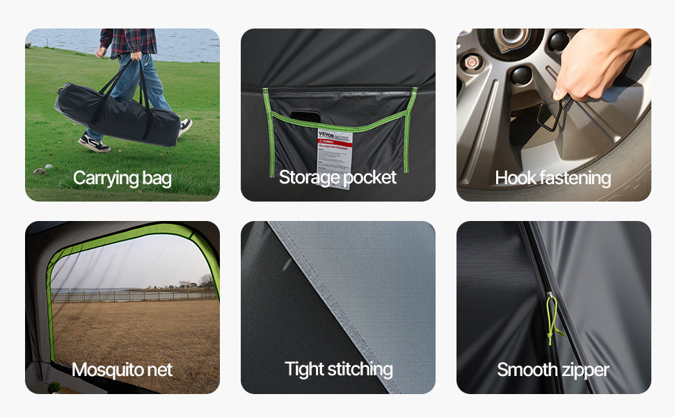 SucceBuy SUV Camping Tent for 5-8 People with Shade Awning & Waterproof Double-Layer Design