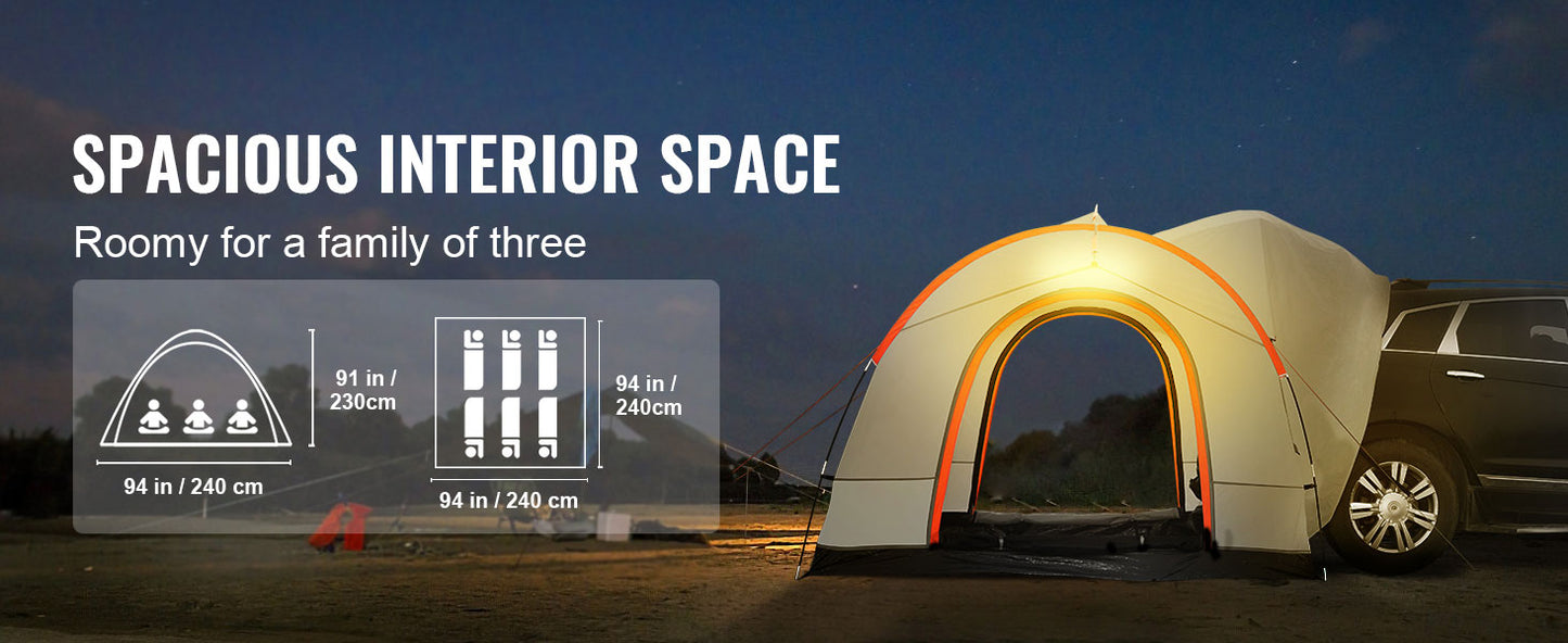 SucceBuy 8' x 8' SUV Camping Tent Attachment for 6-8 People with Rainfly & Carry Bag