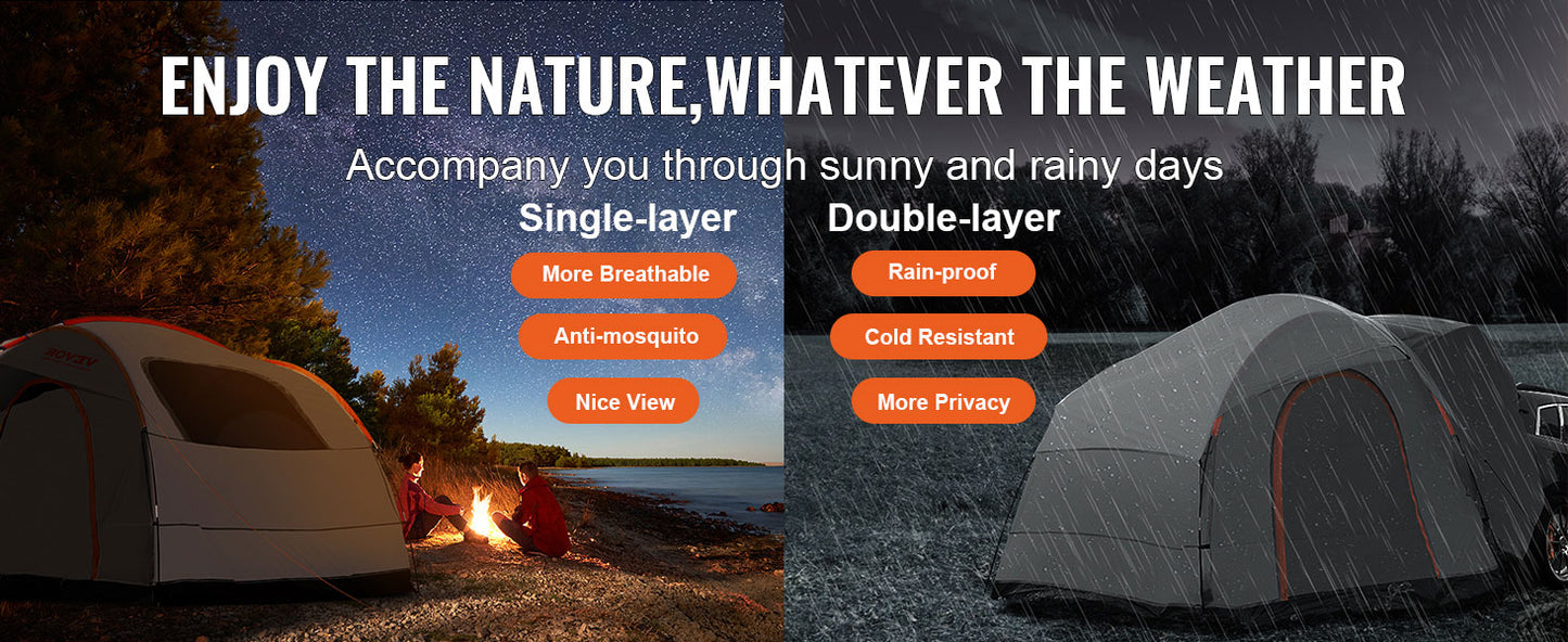 SucceBuy 8' x 8' SUV Camping Tent Attachment for 6-8 People with Rainfly & Carry Bag