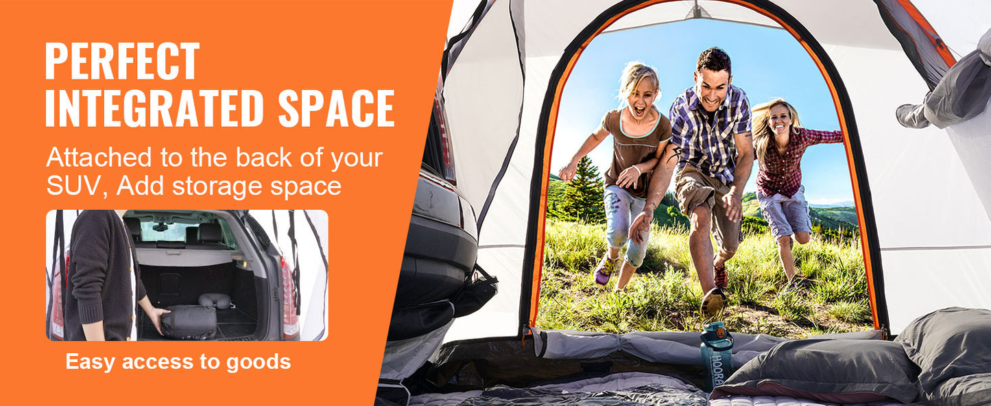 SucceBuy 8' x 8' SUV Camping Tent Attachment for 6-8 People with Rainfly & Carry Bag